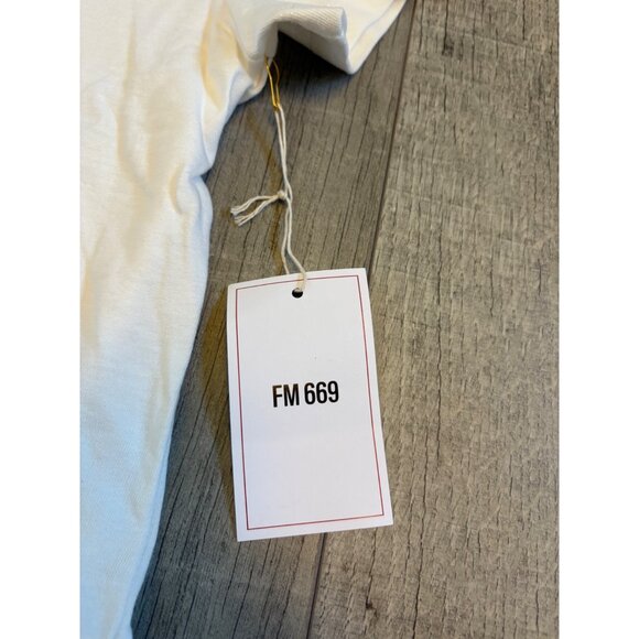 FM 669 T102 Unisex White T-Shirt Size M Cotton Crew Neck - Picture 7 of 11